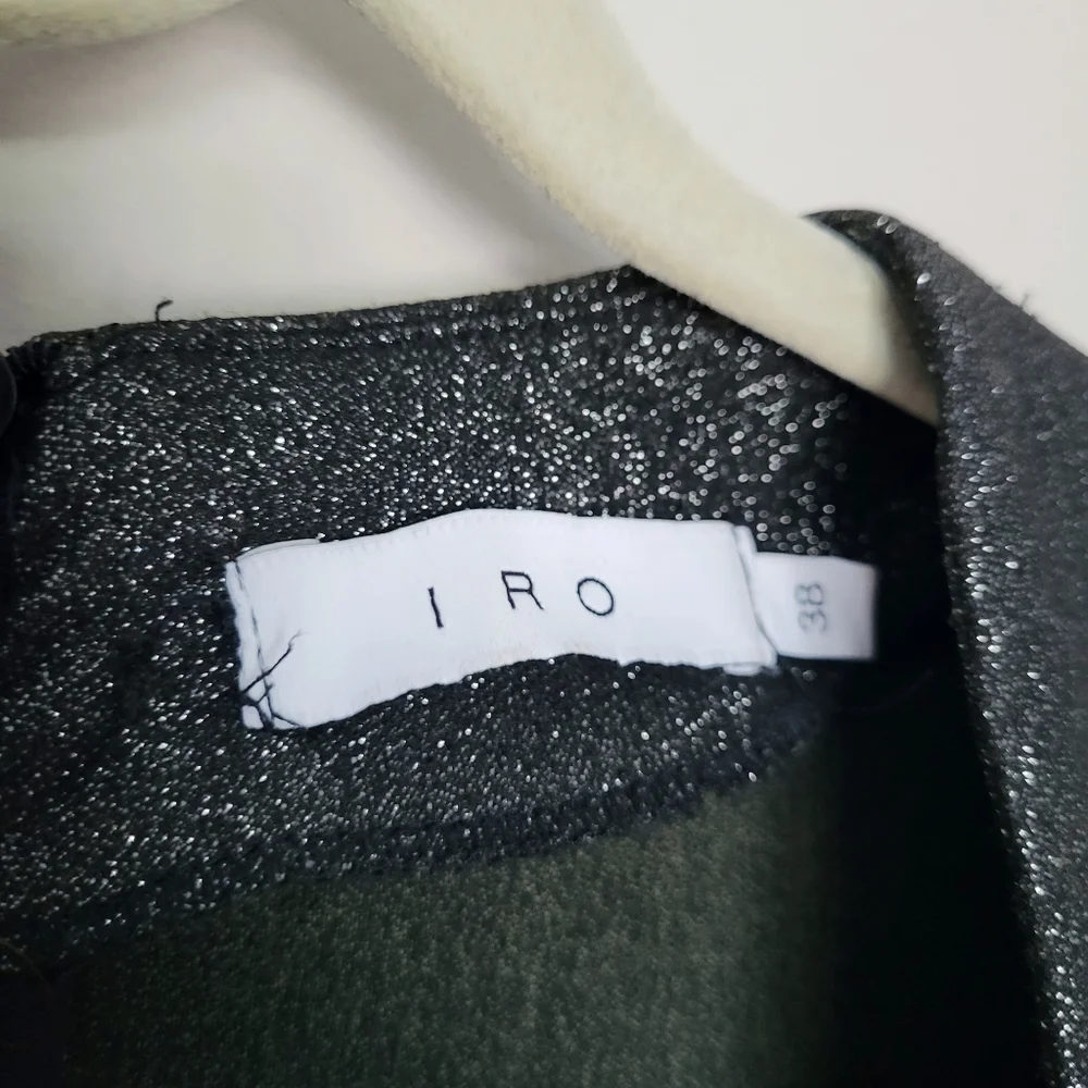 REVOLVE- IRO Dresdi V-Neck Mini Dress. Metallic black bodycon stretch - Picture 8 of 10